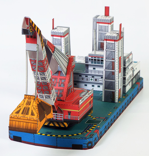 浚渫船 起重機船 クレーン船 ペーパークラフト